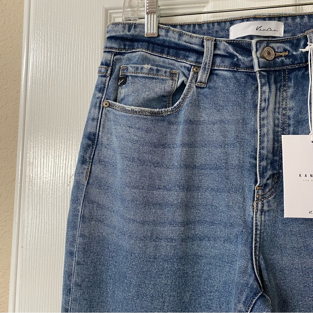 Kancan Womens Size 28” Double Fringe High Rise Straight Fit Med Wash Jeans NWT! - Picture 4 of 16